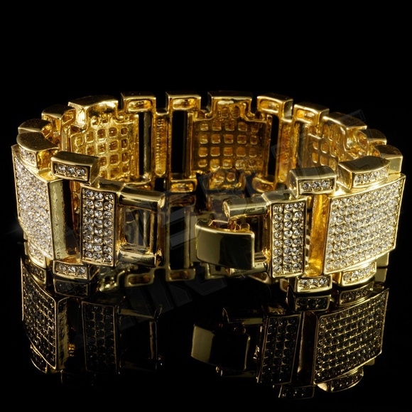 2024 Iced Out Micro Pave Bling Hip Hop Bracelet For Men 14k  New 14k Gold Iced Out Pave Mens Diamond Bracelet